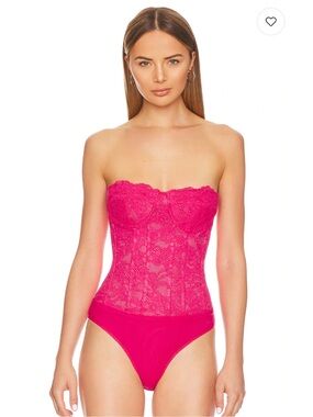 REVOLVE | Bardot Oskar Hot Pink Lace Corset Bodysuit XS US 2 NWT